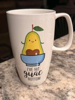 Coco Lola Avocado 'I've Hit Guac Bottom' Ceramic Mug no cracks or chips like new
